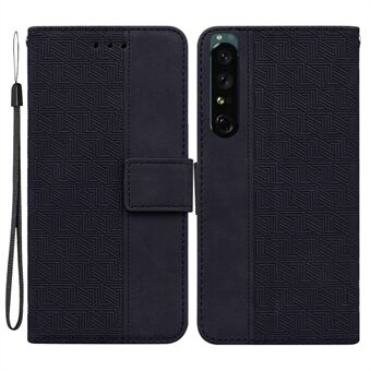 Til Sony Xperia 1 IV Geometry Pattern Imprinted Stand Phone Case Bump Proof PU Læder Pung Flip Cover