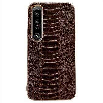 Til Sony Xperia 1 IV 5G Crocodile Texture Anti-Slip telefontaske Ægte læderbelagt TPU+PC galvaniseringscover