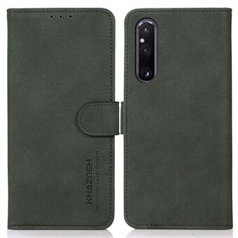 KHAZNEH til Sony Xperia 1 V Anti-fading læder telefontaske Stand Pung Cover med tekstureret overflade