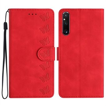 Til Sony Xperia 1 V Drop-proof Butterfly Imprinted Shell PU Læder Wallet Stand Phone Case