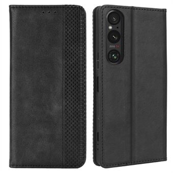 Til Sony Xperia 1 V Retro PU Læder Telefon Taske Stand Pung Flip Magnetic Cover