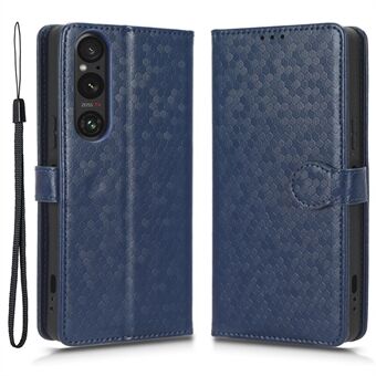 Lædertaske til Sony Xperia 1 V, påtrykt prikmønster tegnebog Mobiltelefon Stand Cover