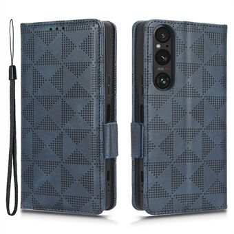 Til Sony Xperia 1 V Mobiltelefon Cover Stand Pung Påtrykt Trekant PU Læder Telefon Taske