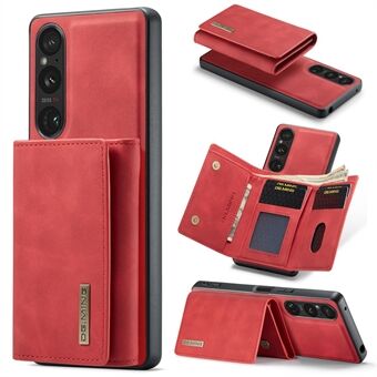 DG.MING M1 Series til Sony Xperia 1 V Magnetic Wallet Phone Case Anti-Drop Kickstand PC+TPU+PU telefoncover