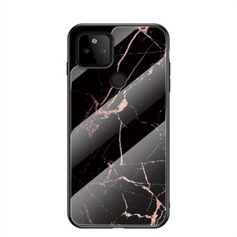 Velbeskyttet Anti-Scratch marmorering mønster designet hærdet glas mobiltelefon cover til Google Pixel 5a 5G.
