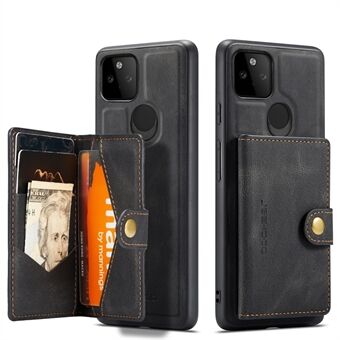 JEEHOOD Magnetisk spænde pung design Aftagelig 2-i-1 læderbeklædt TPU-telefon taske til Google Pixel 5a 5G