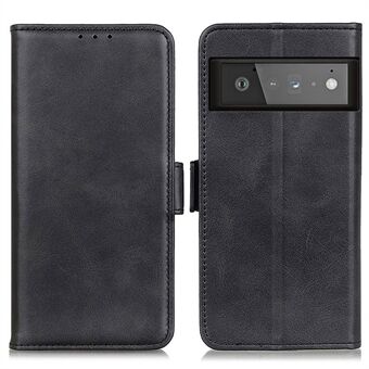 Magnetisk spænde design, stødsikker læder tegnebog stand case cover til Google Pixel 6 Pro - Sort