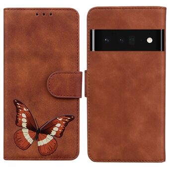 Skinnende Butterfly Print PU Læder Magnetisk Lås Flip Telefon Etui Pung Cover med Stativ til Google Pixel 6