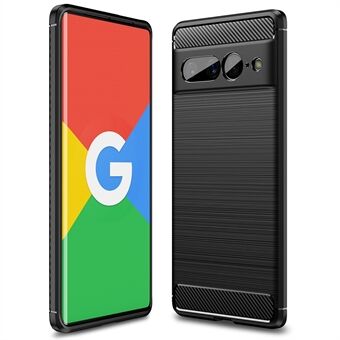 Til Google Pixel 7 Pro Børstet Overflade Letvægts Antislip Kulfiber Tekstur Blødt TPU Telefonetui Skal