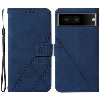 For Google Pixel 7 YB mønstrede serie-1 PU læder mobilcover med indgraverede linjer, stødsikker stående pung og beskyttende cover.
