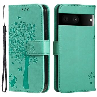 For Google Pixel 7 KT Imprinting Flower Series-3 mobiltelefon taske PU-læder trykt standholder tegnebog anti-støv telefon cover med praktisk rem