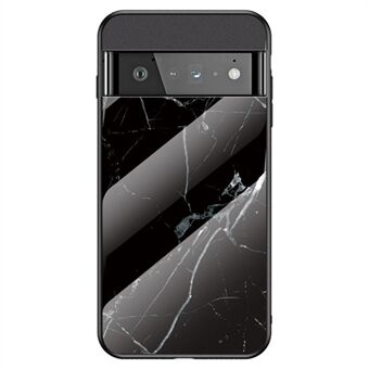 Til Google Pixel 7 Pro Marmor Mønster Beskyttende Telefon Etui Hærdet Glas + PC + TPU Stødsikker Skal