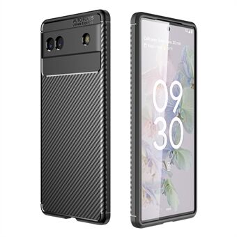 Til Google Pixel 6a Carbon Fiber Texture Stødsikker Mobiltelefon-etui blødt TPU-bagside-cover