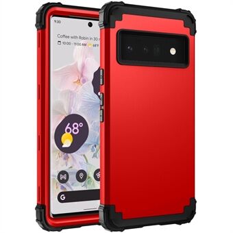 Til Google Pixel 6 Pro 5G 3-i-1 mobiltelefon beskyttende cover, silikone + PC-forstærket hjørne, anti-slip case.