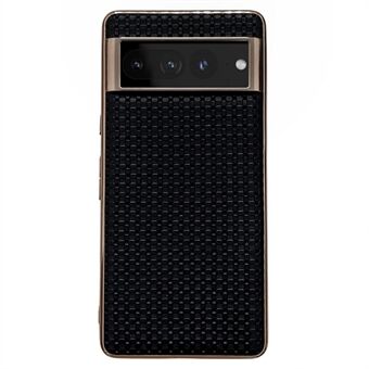 Til Google Pixel 7 Pro 5G Anti-fald Tekstureret Ægte Læder Coated TPU Telefon Etui Nano Elektroplateret Mobiltelefon Bagcover