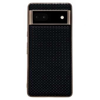 Til Google Pixel 6a Mobiltelefon Cover, bagsidebeskyttelse slagfast nano-elektroplateret tekstureret ægte læderbelagt TPU-telefonetui beskyttende cover.
