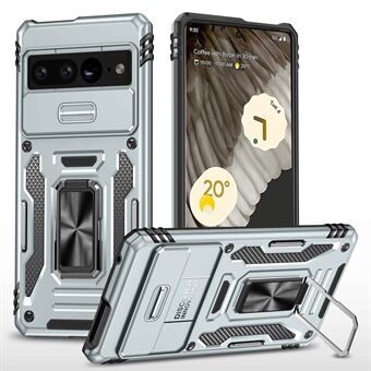 Armor Series Hard PC Soft TPU Etui til Google Pixel 7 Pro 5G Stødsikkert Telefoncover Beskyttende Etui med Brugbart Stativ og Skydedæksel til Kameraet