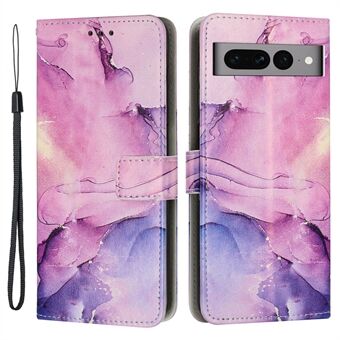 Til Google Pixel 7 Pro 5G Marble Pattern Printing Wallet Phone Case PU Leather Foldable Stand Full Protection Cover.