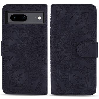 Til Google Pixel 7 5G Drop Proof Imprint Flower Phone Cover Wallet Design Stand Shell Calf Texture Leather Case