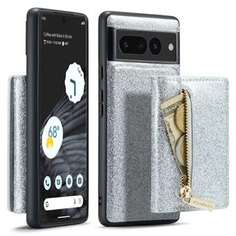 DG.MING M3-serien til Google Pixel 7 Pro 5G Glitter Bling Powder PU læder Magnetisk Anti-drop Telefoncover Aftagelig PC + TPU Støttefod Pengepunge Telefontaske.