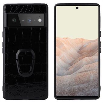 For Google Pixel 7 Pro 5G Kickstand Phone Case Tekstureret PU Læderbelagt TPU + PC Anti-drop Bagcover