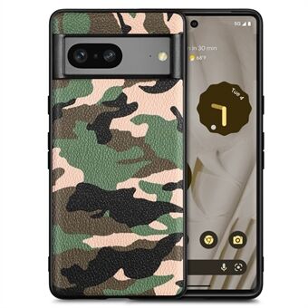 Til Google Pixel 7a 5G Camouflage Pattern Telefon Etui PU Læderbelagt PC+TPU Mobiltelefon Cover