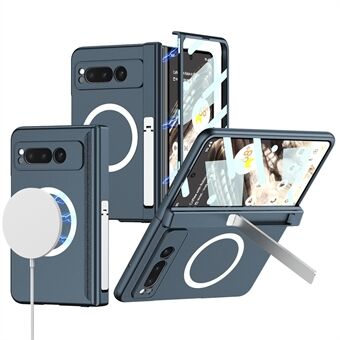 GKK Til Google Pixel Fold Magnetisk Hard PC Telefoncover Hængselbeskyttelse med Kickstand og Tempered Glass Film