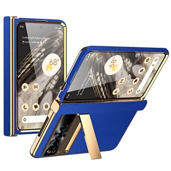 For Google Pixel Fold Hinge Protection Phone Case PU Læder+PC Støttefoderal med Hærdet Glas Film