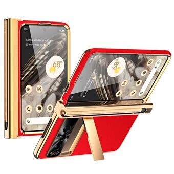 For Google Pixel Fold Hinge Protection PU Leather+PC Case Kickstand Telefonovertræk med hærdet glasfilm / Stylus