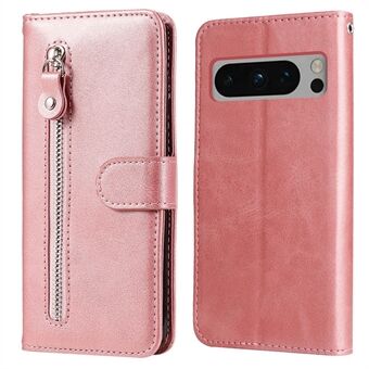Til Google Pixel 8 Pro Calf Texture Phone Case Zipper Pocket Leather Wallet Stand Cover