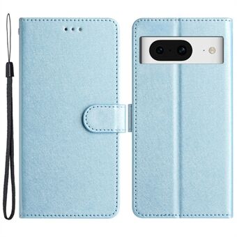 Flip Wallet Case til Google Pixel 8, PU læder Silke tekstur Stand Phone Cover med rem