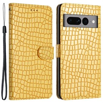 Til Google Pixel 7 Pro 5G Læder Stand Cover Krokodille Tekstur Wallet Design Telefon Taske med Rem