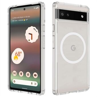 Til Google Pixel 6a etui Transparent magnetisk telefoncover kompatibelt med MagSafe