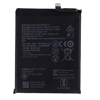 For Huawei P30 3.85V 3550mAh Rechargeable Li-ion Polymer Battery Replacement Part (Encode: HB436380ECW) (without Logo)
