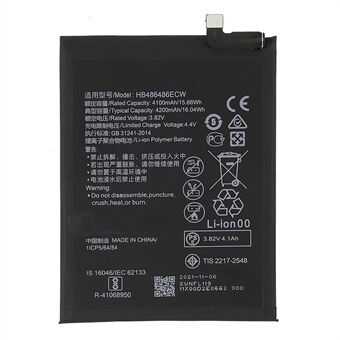 3.82V 4100mAh Battery Replacement (Encode: HB486486ECW) (without Logo) for Huawei P30 Pro/Mate 20 Pro