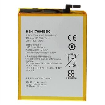 For Huawei Ascend Mate7 3.8V 4000mAh Li-ion Polymer Battery Replacement Part (Encode: HB417094EBC) (without Logo)