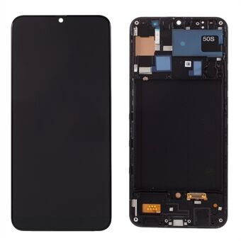 LCD-skærm og digitaliseringssamling + rammereparationsdel (uden logo) (TFT-udgave, uden fingeraftryksfunktion) til Samsung Galaxy A50s SM-A507 - Sort