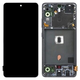 Til Samsung Galaxy A51 5G SM-A516 OEM Grade S AMOLED skærm og digitaliseringssamling + rammedel (uden logo) - Sort