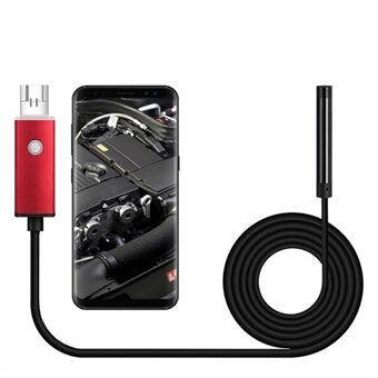 2m Hard Wire USB+Micro USB Endoskop vandtæt inspektionskamera med 6-LED og 5,5 mm kameralinse til mobiltelefon/computer