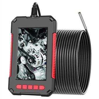 P40 10m Hard Wire 4.3 tommer skærm Håndholdt HD 1080P Industrielt endoskop Genopladelig Vandtæt 6-LED 3.9mm Linse Inspektionskamera - Rød