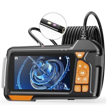 M40 1m Hard Wire Borescope-kamera med 6+1 LED-lys 5mm 4,5\'\' IPS-skærm Dual-linse Industrial Endoscope - Sort+Orange
