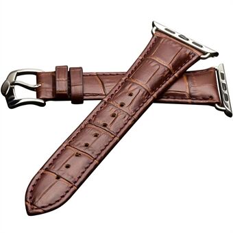 QIALINO krokodille mønster ægte læderur håndledsrem til Apple Watch Series 5 4 44mm / Series 3 2 1 42mm