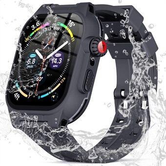 SHELLBOX til Apple Watch Series 7 41 mm IP68 vandtæt etui med silikone urrem Smart Watch Protector erstatningsrem