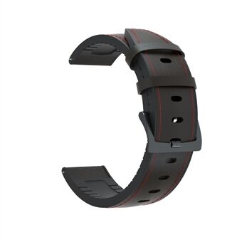 22 mm ægte læderbelagt silikone urrem sort spænde til Huawei Watch GT