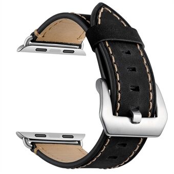 Crazy Horse Skin ægte læderbelagt Smart Watch Band til Apple Watch SE / Series 6/5/4 44mm / Series 3/2/1 42mm
