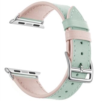 Kvindestil ægte læderurrem til Apple Watch Series 6 SE 5 4 44mm / Series 3 2 1 42mm - Grøn / Pink