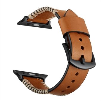 Reserve ribben Style læderbelagt Smart urrem til Apple Watch Series 3 2 1 42mm / Series 6 SE 5 4 44mm