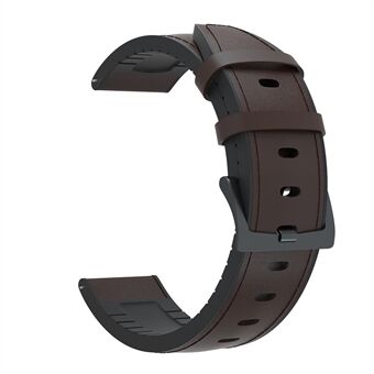 20mm ægte læder + silikone hybrid urbåndsrem sort spænde til Huawei Watch GT 2 42mm