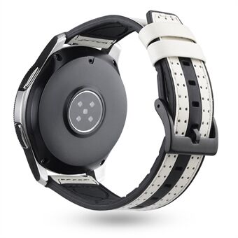 22mm kulfiber læderbelagt silikone urrem til Huawei Watch GT2 / Galaxy Watch 46mm osv.