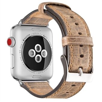 Crack Texture ægte læderurrem til Apple Watch Series 3 2 1 42mm / Series 6 SE 5 4 44mm